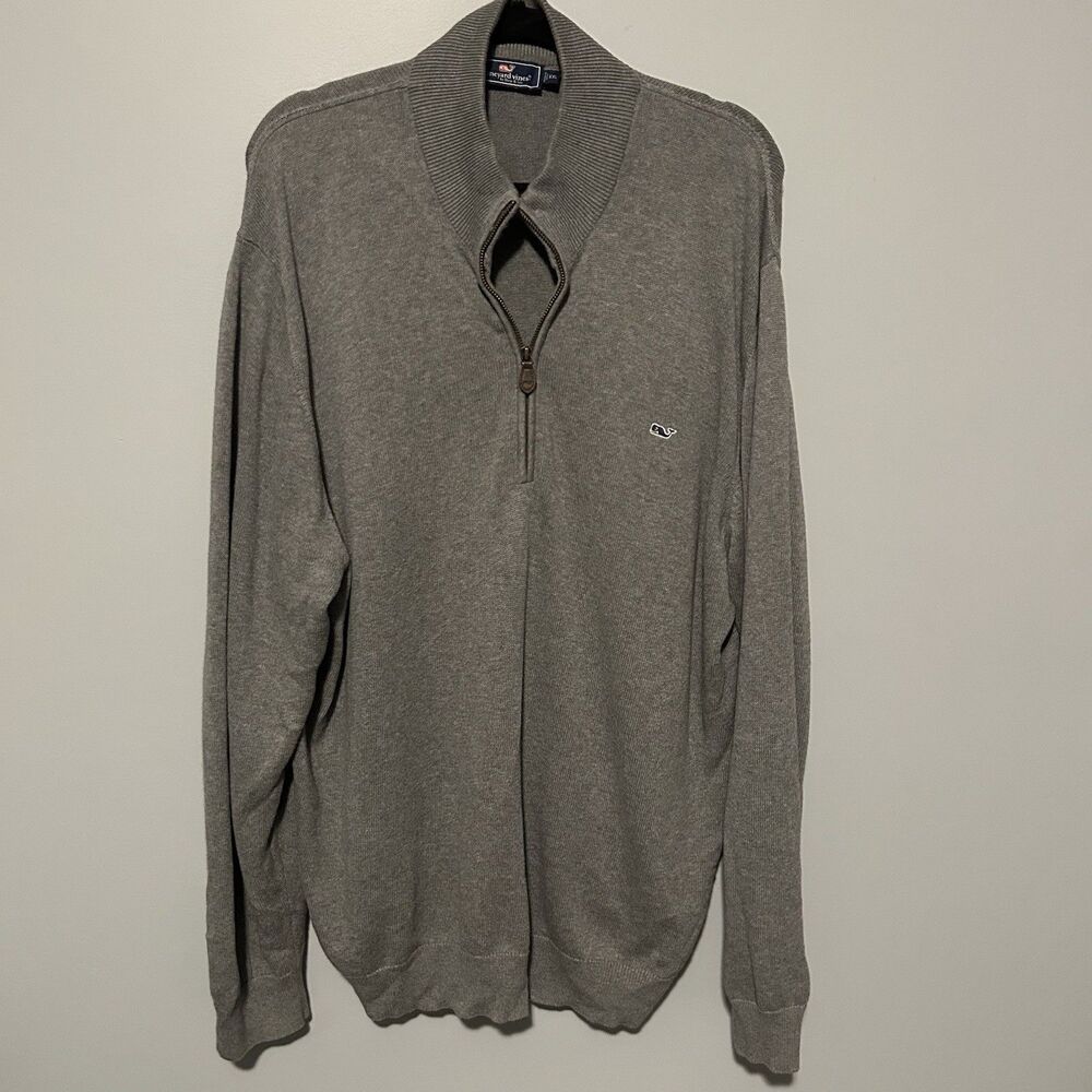 Vineyard Vines Mens Quarter Zip Pullover Sweater Size XXLarge Solid Gray